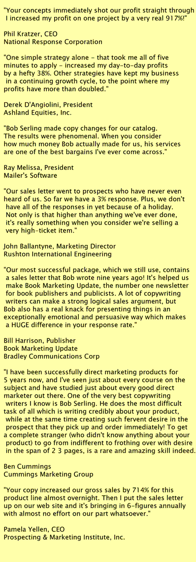 web copywriting testimonials